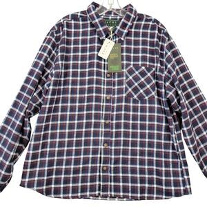 Jachs Flannel Shirt Blue Navy Plaid Classic Long Sleeves Buttons NEW Men Size XL